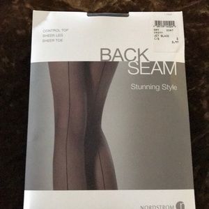 Jet Black Back Seam Control-top Pantyhose